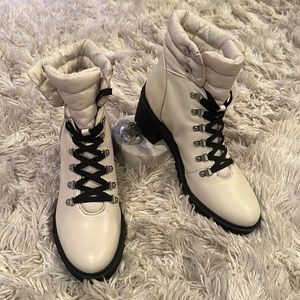 Nine west white leather combat boot. **SOLD!!!